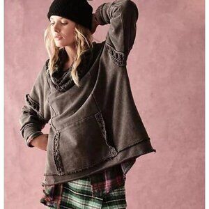 FREE PEOPLE Melody Oversized Crochet Trim Pullover Sweatshirt